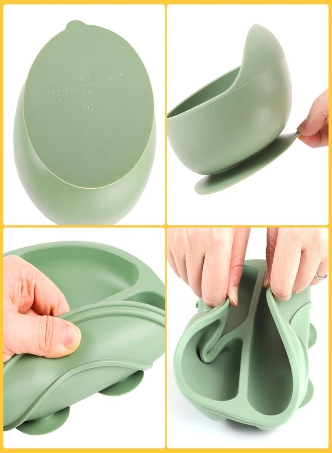 Ladila Silicone Suction Plates Solid for Baby&Toddler|Large Crumb Pouch|Suction Bowl,Cup,Fork,and Spoon Cutlery Set|Easy Wipe Clean|Baby Feeding Sets for Babies and Toddlers (8 Pcs) - Image 4