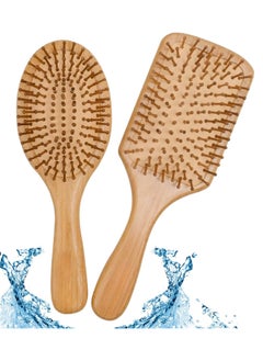 VENDIX Wooden Hair Brush Set (2pcs) - Bamboo Bristle Brush & Comb for Healthy Hair - Men, Women, Children - All Hair Types  - Image 1