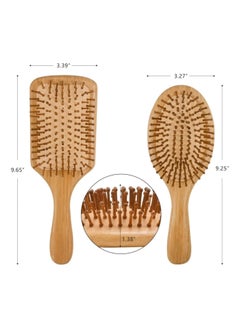VENDIX Wooden Hair Brush Set (2pcs) - Bamboo Bristle Brush & Comb for Healthy Hair - Men, Women, Children - All Hair Types  - Image 2