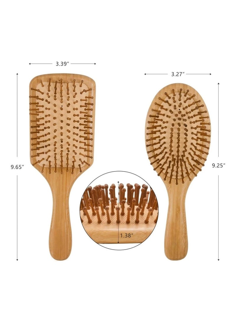 VENDIX Wooden Hair Brush Set (2pcs) - Bamboo Bristle Brush & Comb for Healthy Hair - Men, Women, Children - All Hair Types - Image 2