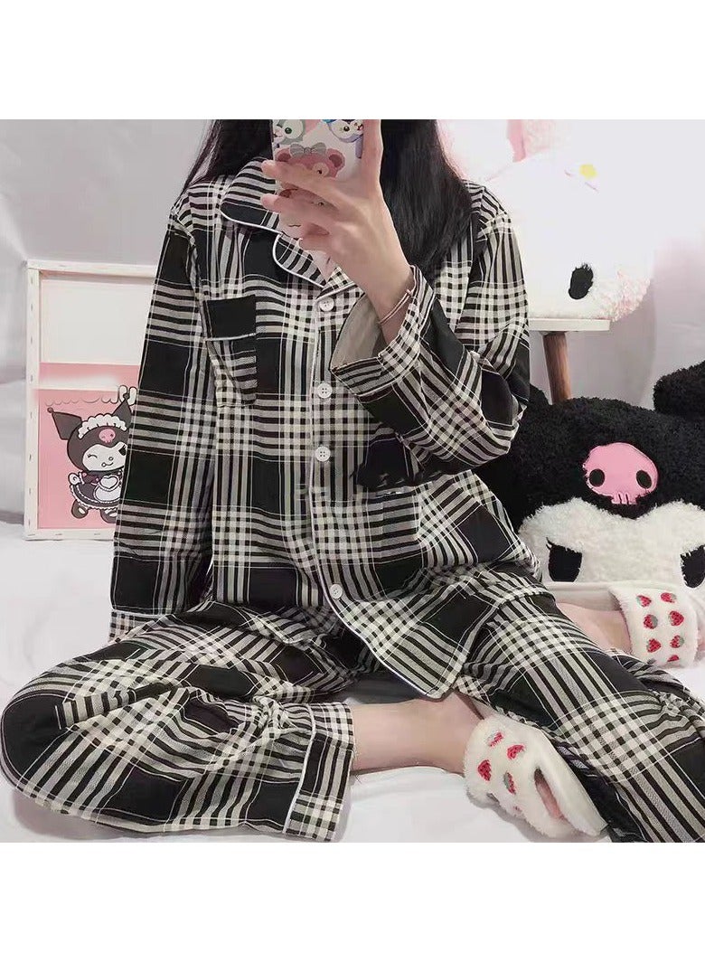 بيوينتي طقم بيجامات نسائي طقم بيجاما نسائي 2 قطعة بأزرار لأسفل بيجامة ناعمة بأكمام طويلة وبنطال طقم ملابس نوم طقم ملابس نوم بنات طقم استراحة - Image 1