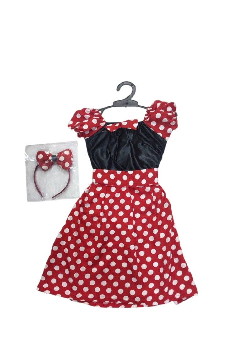 Minnie Mouse Costume Dress with Headband – Size M for Ages 4 to 6 Years - Image 1
