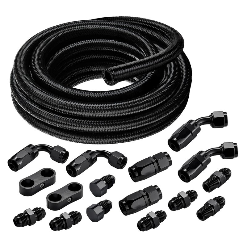 EVIL ENERGY 6AN Fuel Line Kit 6AN Hose Nylon Braided Fuel Line Hose Fitting Kit CPE Transmission Cooler Line 10FT - Image 2