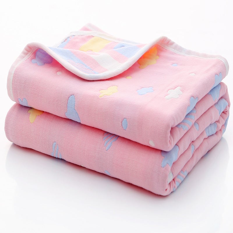 6-Layer Cotton Baby Bath Towel - Soft, Absorbent & Safe for Newborns