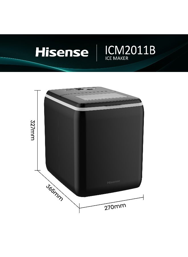 Hisense 20KG/Day Freestanding Bullet Ice Maker, Digital Control Panel with LED Display, Ice Full Sensor, Water Lacking Alert, Easy to Remove Ice Bucket, Self-clean (ICM2011B Black) 2.6 L 160 W ICM2011B Black - Image 2