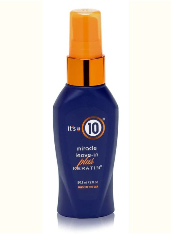 It's a 10 بخاخ Miracle Leave In Plus Keratin للجنسين، لتقوية الشعر، وإعادة بنائه، والحماية بالحرارة، وشعر خالٍ من التجعد، واستعادة الرطوبة، وتجديد البروتين، 2 أونصة  - Image 1