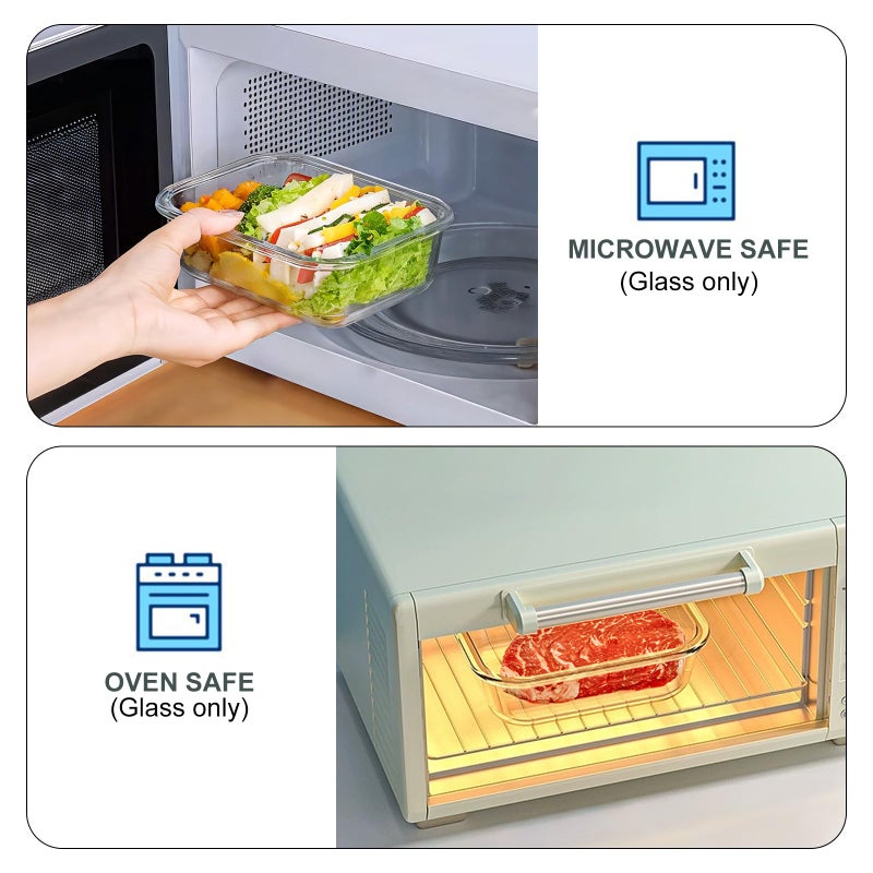 KOMUEE 10 Packs 22 oz Glass Meal Prep Containers, Glass Food Storage Containers with Lids, Airtight Lunch Boxes BPA Free, Microwave and Freezer Safe - Image 3