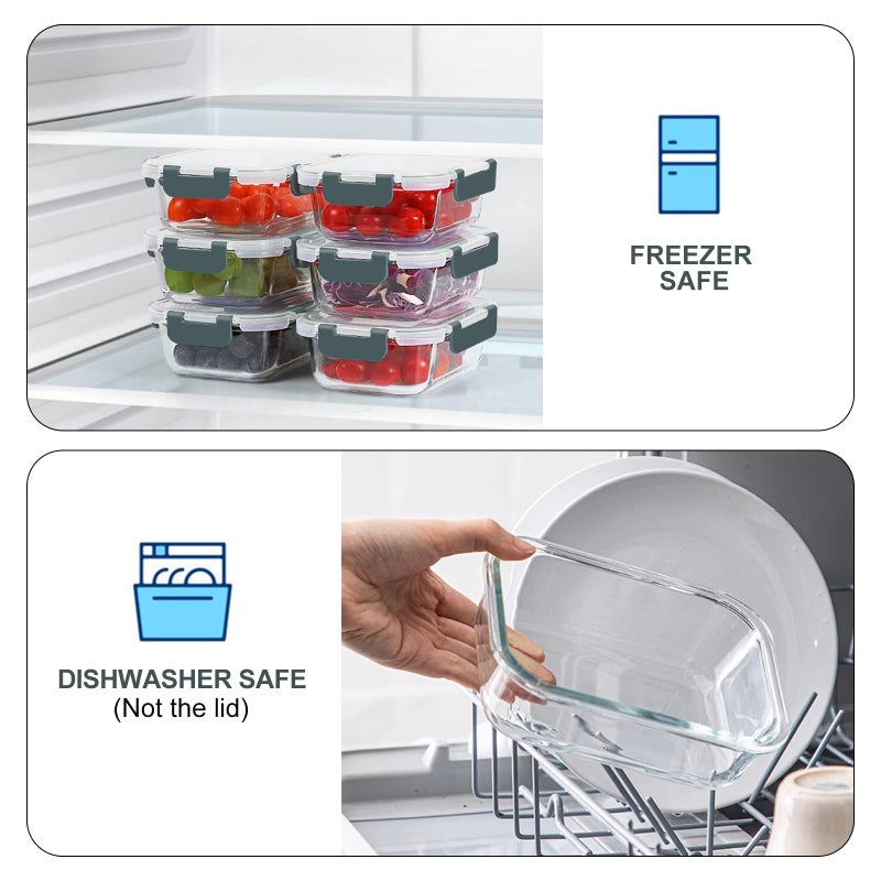 KOMUEE 10 Packs 22 oz Glass Meal Prep Containers, Glass Food Storage Containers with Lids, Airtight Lunch Boxes BPA Free, Microwave and Freezer Safe - Image 4