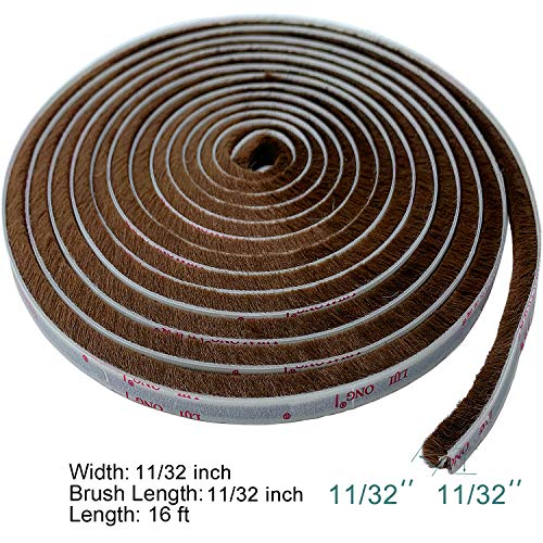 TORRAMI Felt Pile Weather Stripping Brush Strip for Window and Door Seal 11/32 inch x 11/32 inch x 16 ft,Strong Adhesive Backing Door Felt Strip for Sealing Insulation, Brown - Image 2