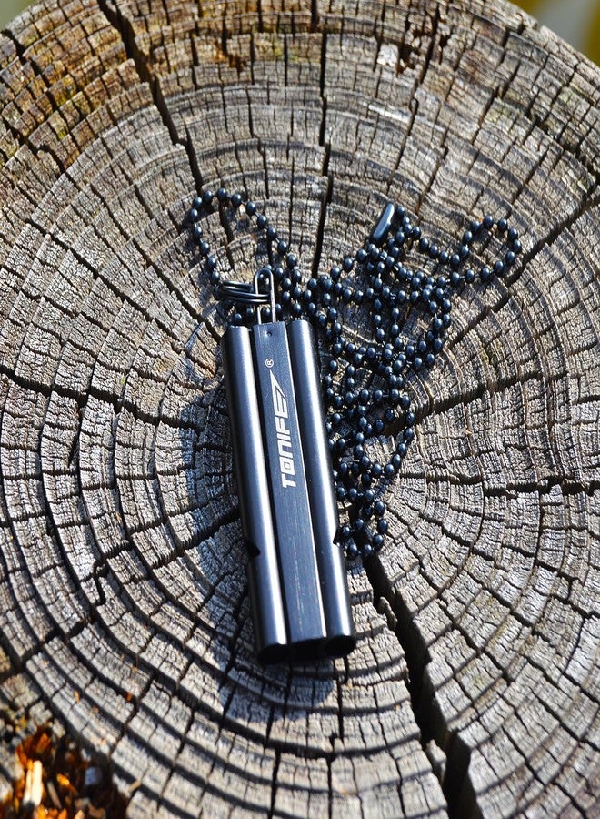 TONIFE Double-Tube Whistle Emergency Whistle with Ball Chain, Survival Whistle Stainless Steel Outdoor Loud Emergency Whistle for Camping Hiking Boating (Black) - Image 3