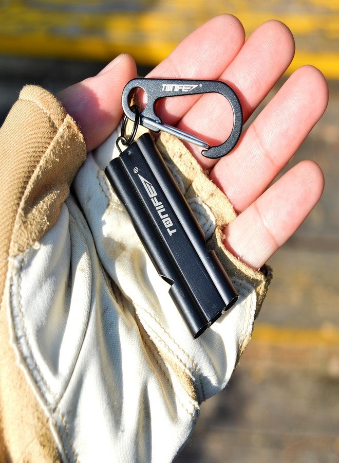 TONIFE Double-Tube Whistle Emergency Whistle with Ball Chain, Survival Whistle Stainless Steel Outdoor Loud Emergency Whistle for Camping Hiking Boating (Black) - Image 4