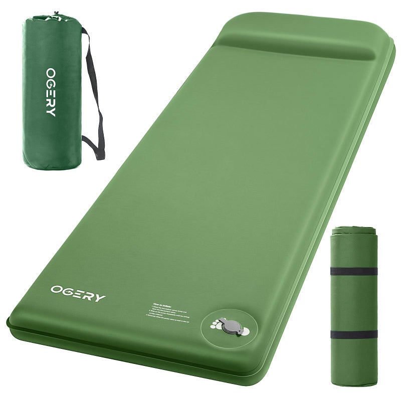 OGERY Self-Inflating Sleeping Pad with Built-in Foot Pump, 3" Memory Camping Mattress Pad, Quiet & 9.5 R-Value Insulated Sleeping Mat Camping Essential Gear for Car Tent Camping - Image 1