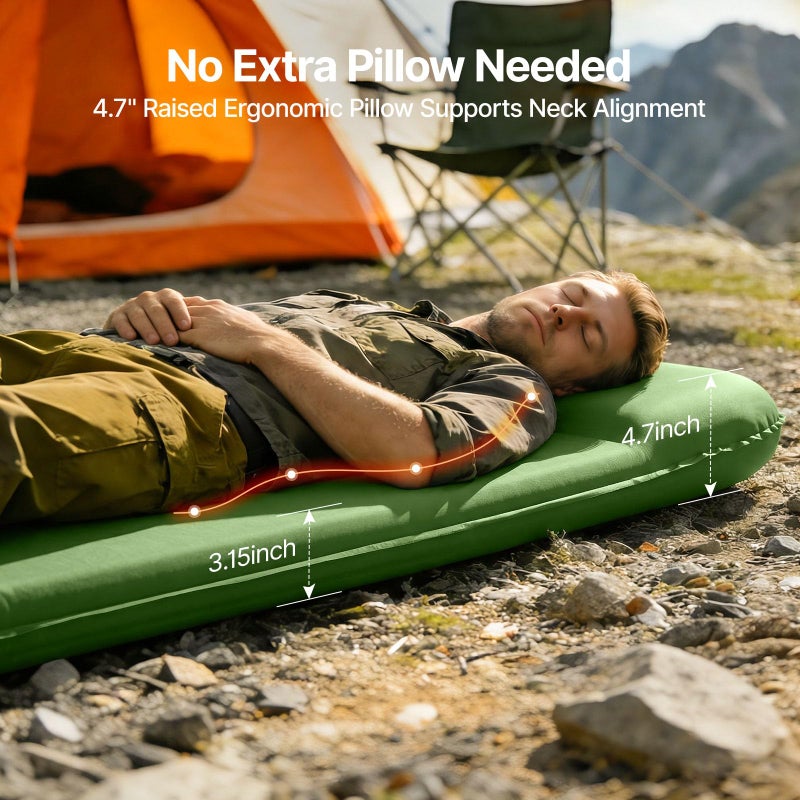 OGERY Self-Inflating Sleeping Pad with Built-in Foot Pump, 3" Memory Camping Mattress Pad, Quiet & 9.5 R-Value Insulated Sleeping Mat Camping Essential Gear for Car Tent Camping - Image 5