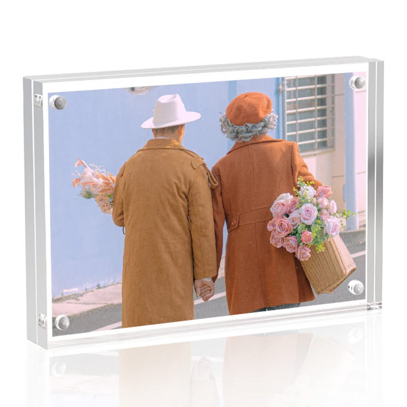 Sezanrpt إطارات الصور الأكريليك 3.5x5 مغناطيس الجانب المزدوج إطار الصورة إطارات الصور المغناطيسية لـ 3x4 3x5 3.5x4.5 صورة 10 + 10 مم سماكة - Image 1