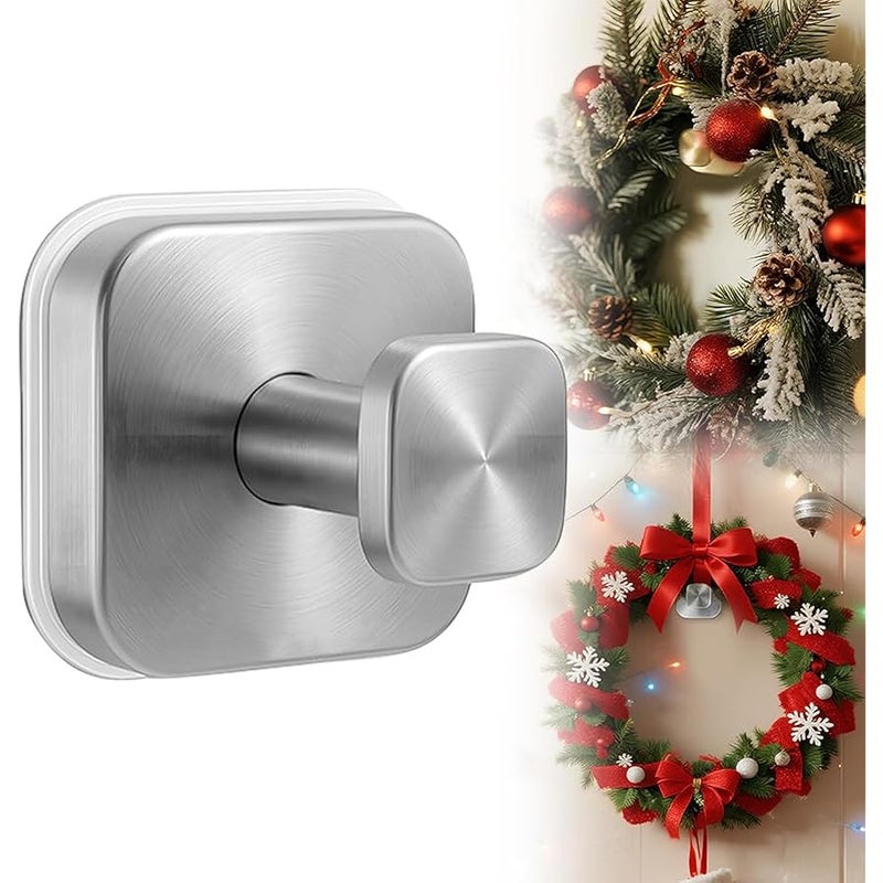 Fauppt Suction Cup Hooks for Door Wreaths on Glass Suction Cup Hooks for Shower,2025 No Drill Wreath Hanger Holder ,Hook Hanging Towels for Window Door Bathroom Mirrors for Daily Use (Silver-1PCS) - Image 1
