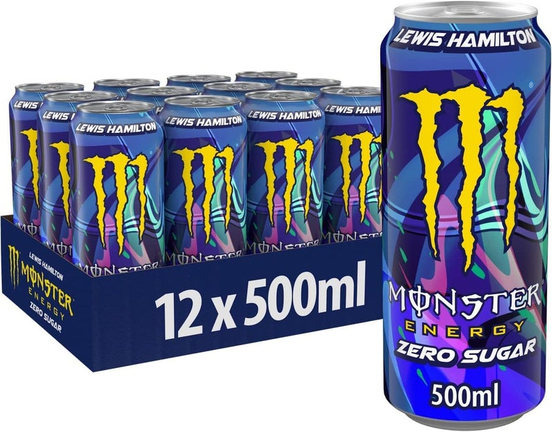 Monster Lewis Hamilton Zero Sugar Energy Drink - Peach-Nectarine Flavor, 500ml Cans (Pack of 12) - Image 1