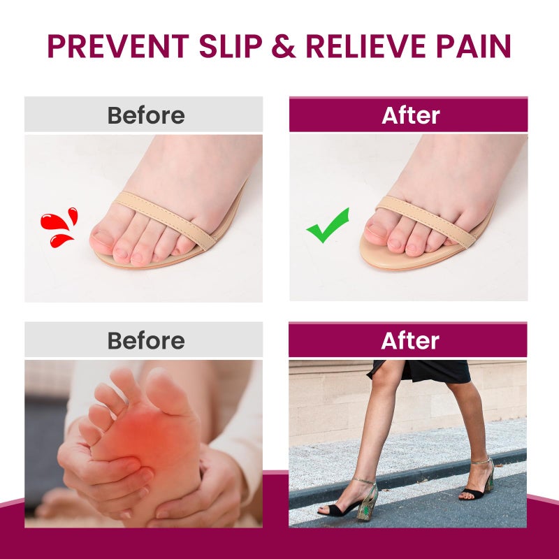 Bukihome High Heels Cushion Insoles for Women - Bukihome 3/4 Gel Inserts for High-Heeled Shoes, Sandals, Invisible Soft Shoe Pads Prevent Slip, Foot Pain Fatigue Relief, Comfortable Support for Flat Feet (S) - Image 4