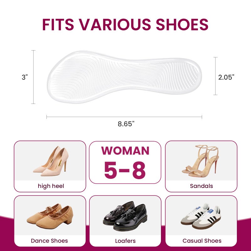 Bukihome High Heels Cushion Insoles for Women - Bukihome 3/4 Gel Inserts for High-Heeled Shoes, Sandals, Invisible Soft Shoe Pads Prevent Slip, Foot Pain Fatigue Relief, Comfortable Support for Flat Feet (S) - Image 5