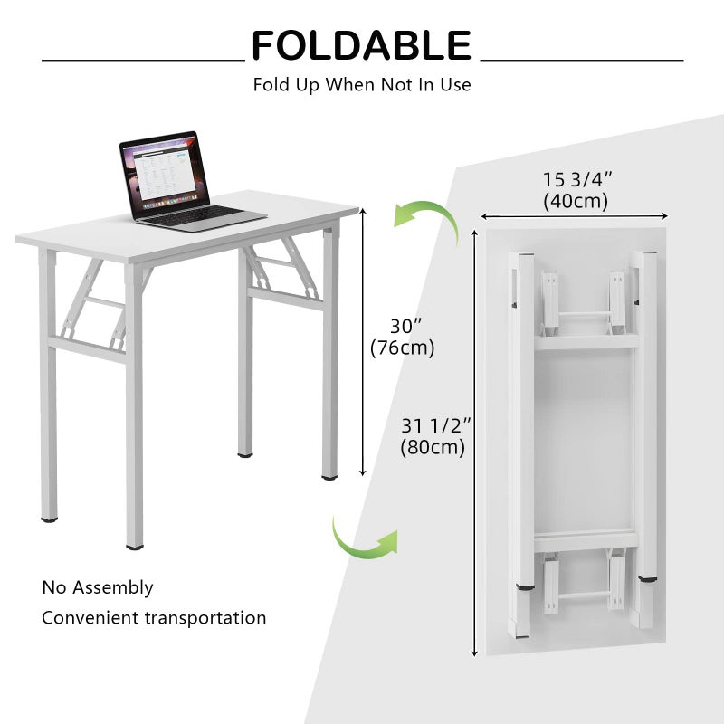 Need Small Desk 31 1/2" No Assembly Foldable Writing Table,Sturdy and Heavy Duty Folding Computer Desks for Small Space/Home Office/Dormitory AC5DW(80 * 40) - Image 2