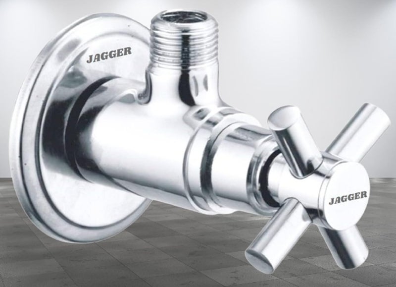 JAGGER JAG289 100% Pure Brass Angle Valve With Wall Flange & Teflon Tape, Used For Geyser | Toilet Flush | Wash Basin | Health Faucet, Chrome (CORSA) - Image 2