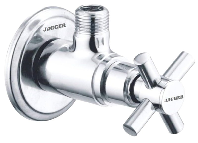 JAGGER JAG289 100% Pure Brass Angle Valve With Wall Flange & Teflon Tape, Used For Geyser | Toilet Flush | Wash Basin | Health Faucet, Chrome (CORSA) - Image 1