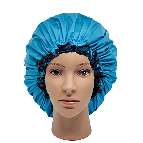 ELEBOX Premium Collection Super Jumbo Shower Cap for Braids Double-Layer Satin Waterproof Reusable Bonnet Sleep Cap - Image 5