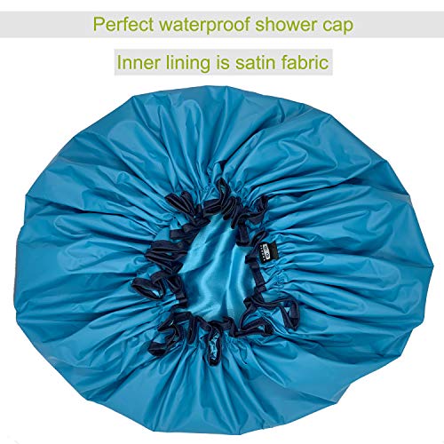 ELEBOX Premium Collection Super Jumbo Shower Cap for Braids Double-Layer Satin Waterproof Reusable Bonnet Sleep Cap - Image 2