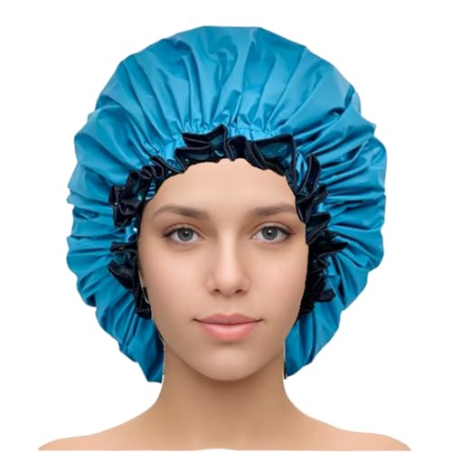 ELEBOX Premium Collection Super Jumbo Shower Cap for Braids Double-Layer Satin Waterproof Reusable Bonnet Sleep Cap - Image 4