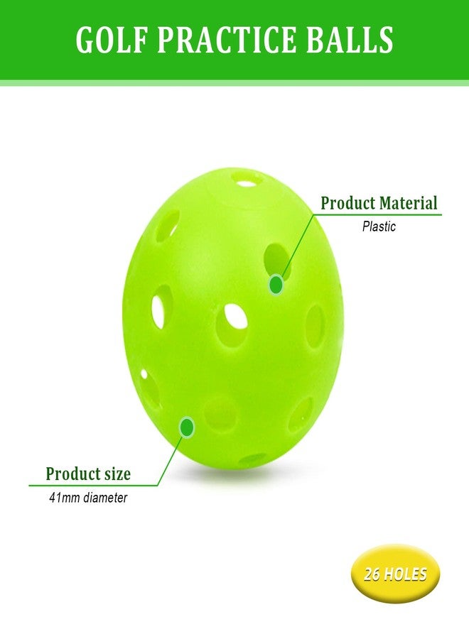 Bac-kitchen 50 Pack Plastic Golf Balls Practice Limited Flight Golf Training Ball Hollow Swing Practice Indoor Balls with Mesh Drawstring Bag for Backyard Driving Range or Outdoor (Green) - Image 3