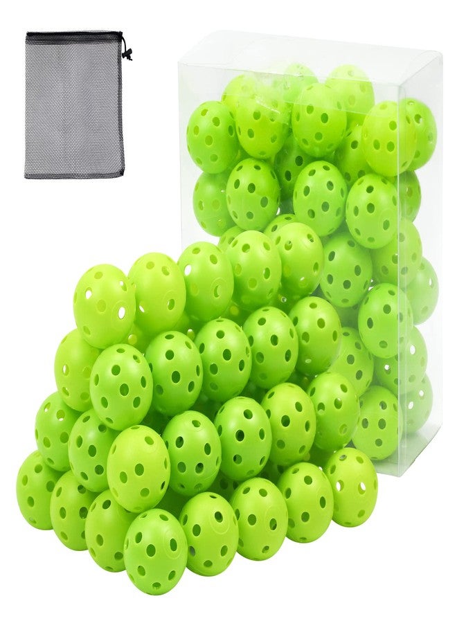 Bac-kitchen 50 Pack Plastic Golf Balls Practice Limited Flight Golf Training Ball Hollow Swing Practice Indoor Balls with Mesh Drawstring Bag for Backyard Driving Range or Outdoor (Green) - Image 1