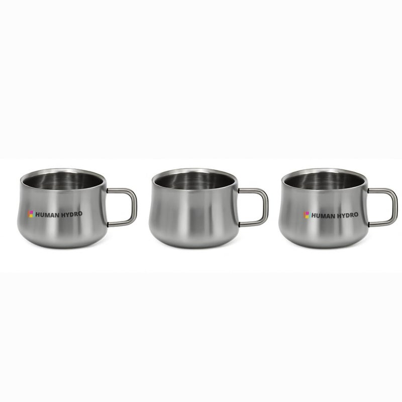 Human Hydro Stainless Steel Wide Mini Mugs– Set of 3 Tea Cups (120 ml Each) | Rust-Free, Durable & Easy-to-Clean | Perfect for Tea, Coffee & Milk - Image 5