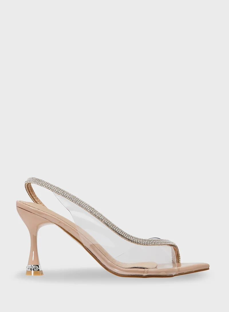 ايلا Diamante Heeled Peep Toe Pump