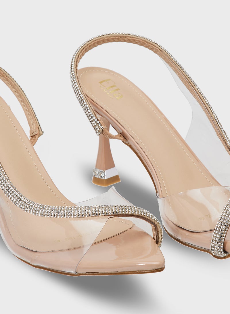 حذاء بكعب ديامانتي مفتوح من الأمام