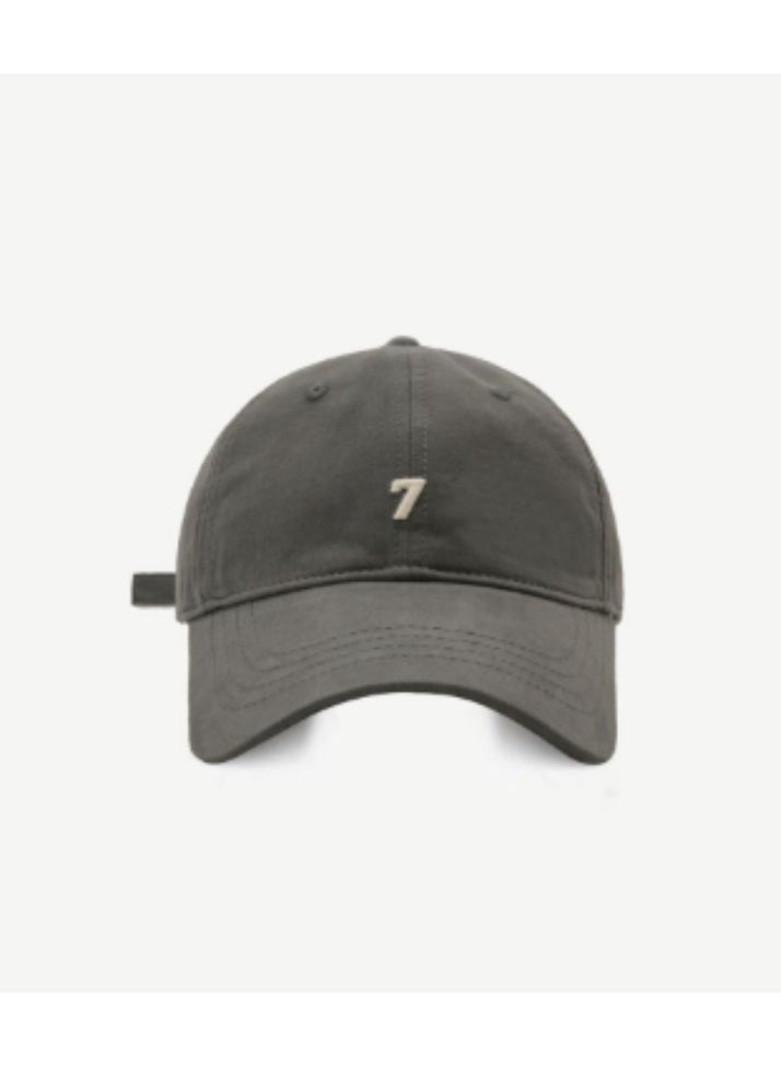 NEW ERA قبعة بيسبول رمادية داكنة من نيو إيرا مع رقم "7" مطرزة