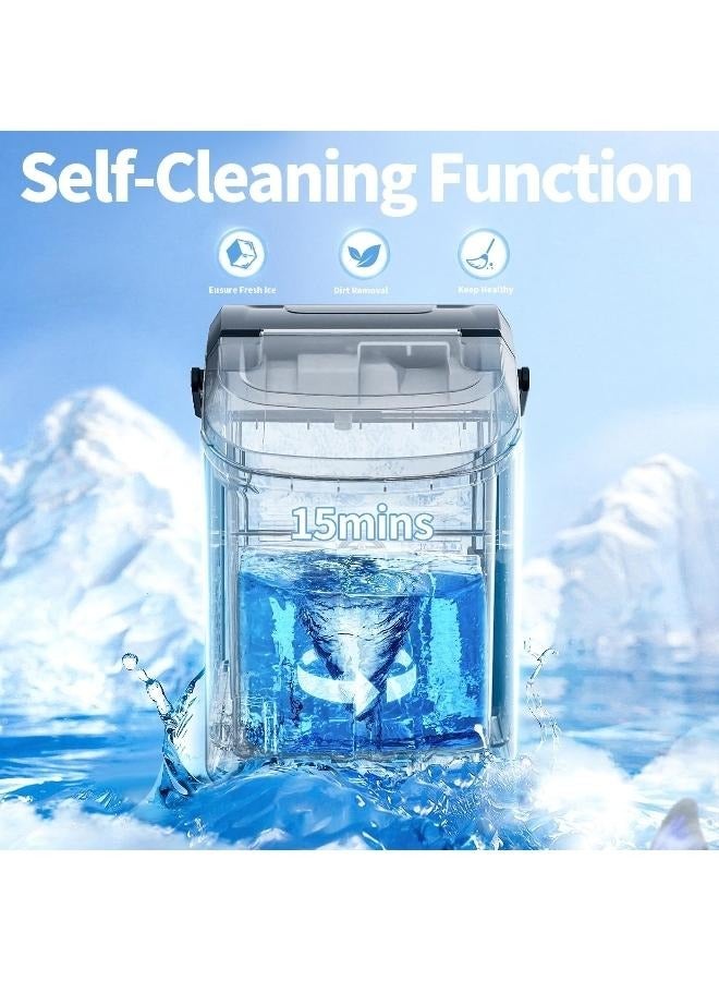 آر إيه أف صانعة ثلج محمولة، آلة صنع ثلج ذاتية التنظيف، مغرفة وسلة، 9 مكعبات ثلج رصاصية في 6 دقائق، 12 كجم/24 ساعة، مثالية للمنزل والمطبخ والمكتب والحفلات - Image 3