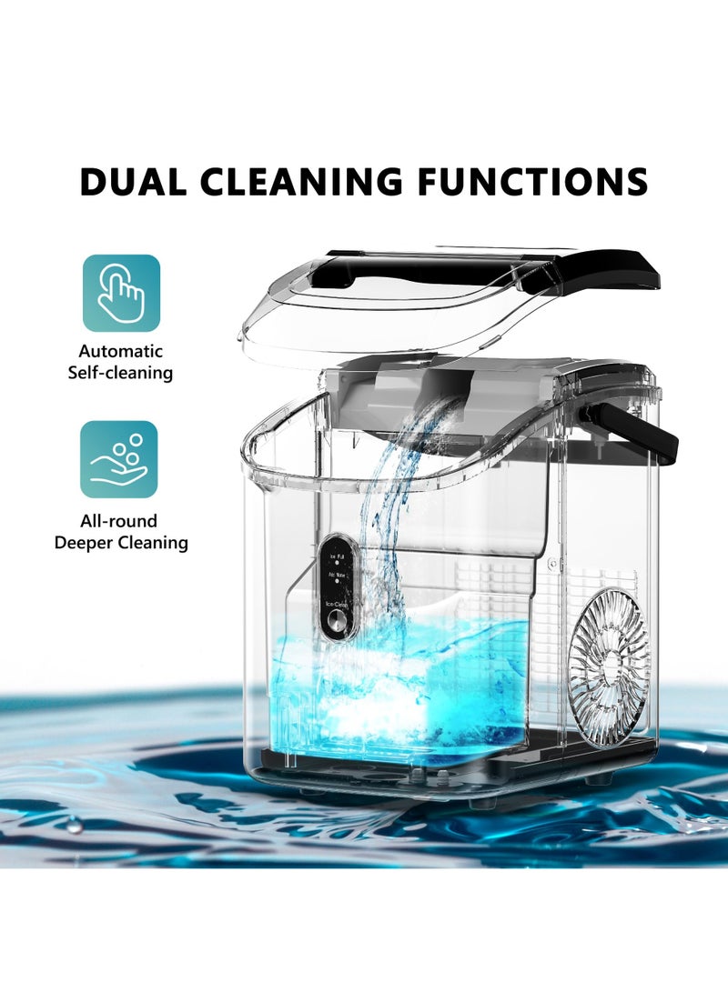 آر إيه أف صانعة ثلج محمولة، آلة صنع ثلج ذاتية التنظيف، مغرفة وسلة، 9 مكعبات ثلج رصاصية في 6 دقائق، 12 كجم/24 ساعة، مثالية للمنزل والمطبخ والمكتب والحفلات - Image 5