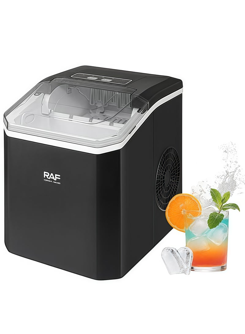 آر إيه أف صانعة ثلج محمولة، آلة صنع ثلج ذاتية التنظيف، مغرفة وسلة، 9 مكعبات ثلج رصاصية في 6 دقائق، 12 كجم/24 ساعة، مثالية للمنزل والمطبخ والمكتب والحفلات - Image 1