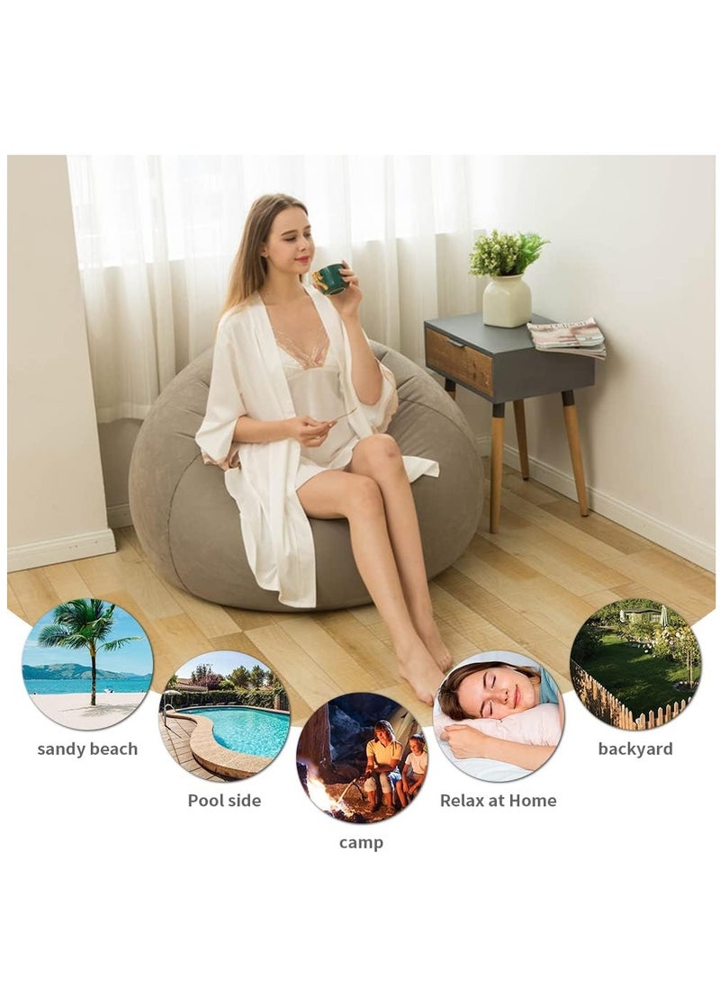 XiuWoo - Foldable Portable Inflatable Flocking Sofa, Inflatable Bean Bag Chairs,  Beanless Bag, Inflatable Lounge Chair, Lazy Sofa, Lazy Chair, Air Funiture, Inflatable Chair with Air Pump - Image 1