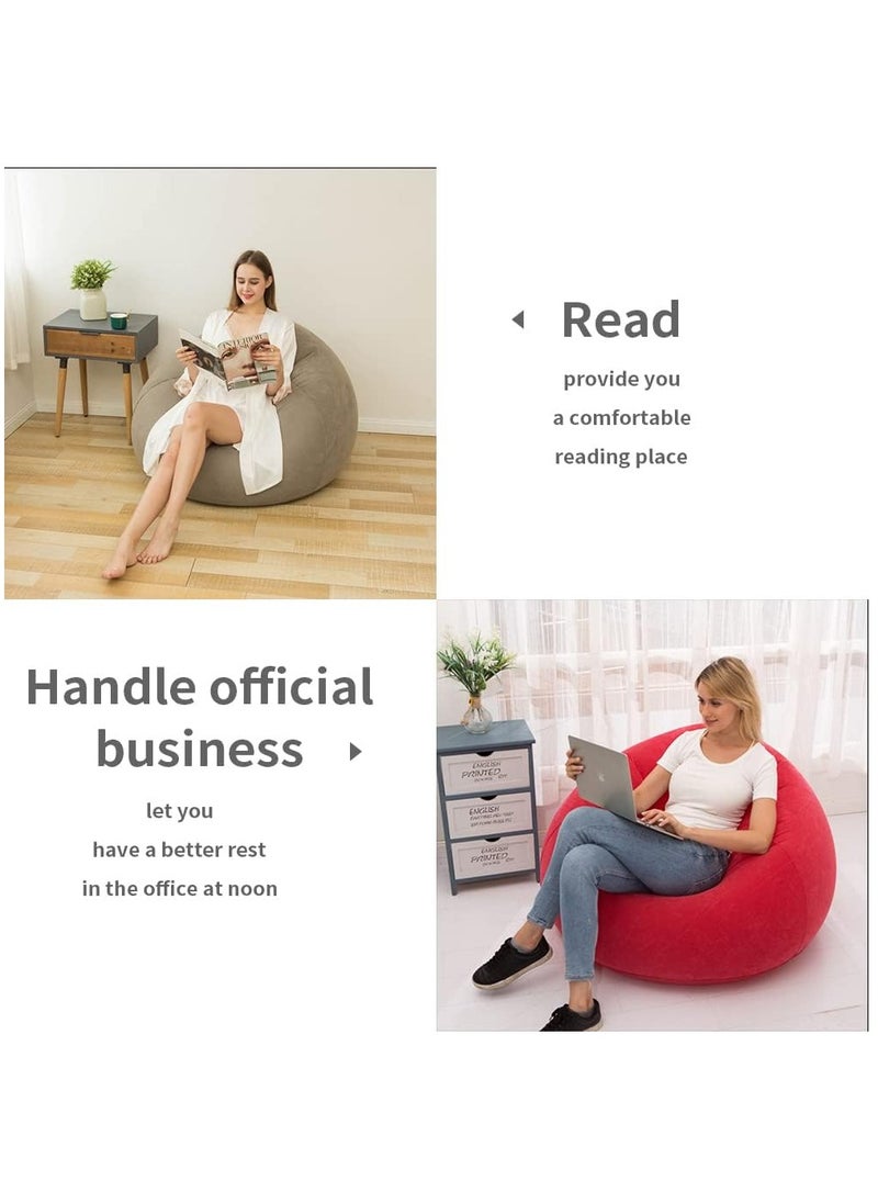 XiuWoo - Foldable Portable Inflatable Flocking Sofa, Inflatable Bean Bag Chairs,  Beanless Bag, Inflatable Lounge Chair, Lazy Sofa, Lazy Chair, Air Funiture, Inflatable Chair with Air Pump - Image 1
