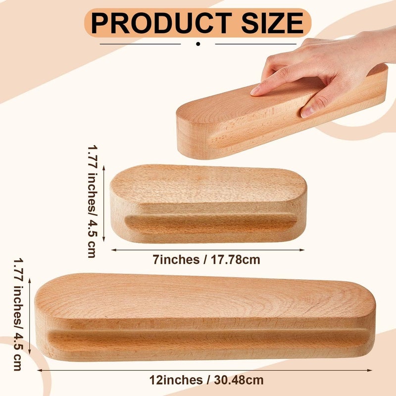 Queekay 2 Pcs Beech Wood Tailors Clapper Wooden Clapper Sewing Tool Steam Iron Tailor Wooden Clapper for Sewing Quilting Ironing 7 Inch and 12 Inch - Image 2