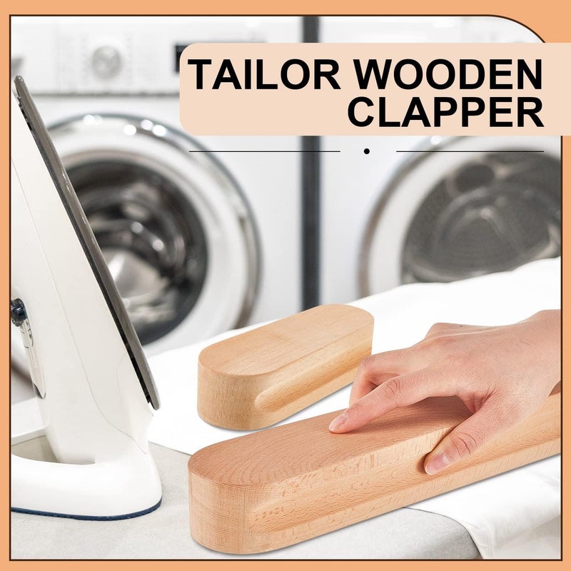 Queekay 2 Pcs Beech Wood Tailors Clapper Wooden Clapper Sewing Tool Steam Iron Tailor Wooden Clapper for Sewing Quilting Ironing 7 Inch and 12 Inch - Image 4