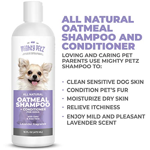 Mighty Petz 2-in-1 Oatmeal Dog Shampoo and Conditioner – 16 oz Natural Support for Allergies, Itchy Sensitive Skin. Moisturizing & pH Balanced for Dogs with Oatmeal and Aloe Vera - Image 4