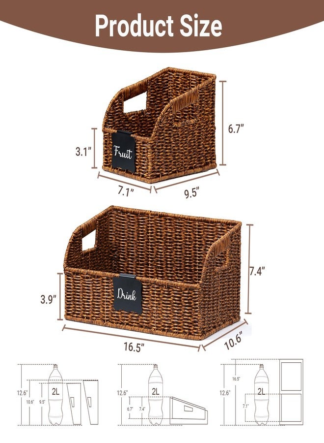 Stylave Wicker Baskets for Organizing,Pantry, Kitchen Counter with Handles, Handwoven Woven Storage Baskets for Fruit, Bread, Vegetable, Waterproof Storage Bins for Shelves, 3 Pack, Brown - Image 3