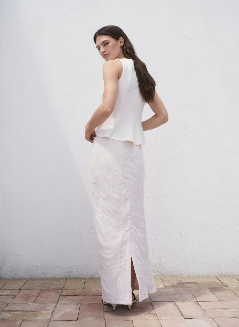 مانجو Casual Seam Detail Peplum Top