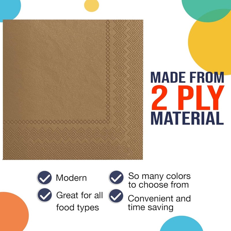 Party Solids Gold Napkins Disposable Everyday 300 Pcs 2 Ply Gold Dinner Napkins Bulk For Parties & Party Supplies - Image 4