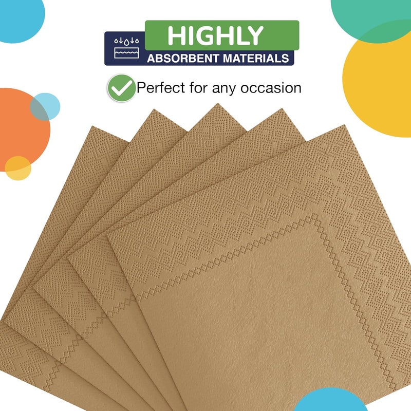 Party Solids Gold Napkins Disposable Everyday 300 Pcs 2 Ply Gold Dinner Napkins Bulk For Parties & Party Supplies - Image 2