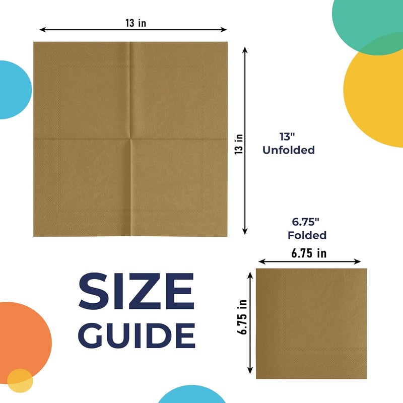 Party Solids Gold Napkins Disposable Everyday 300 Pcs 2 Ply Gold Dinner Napkins Bulk For Parties & Party Supplies - Image 3
