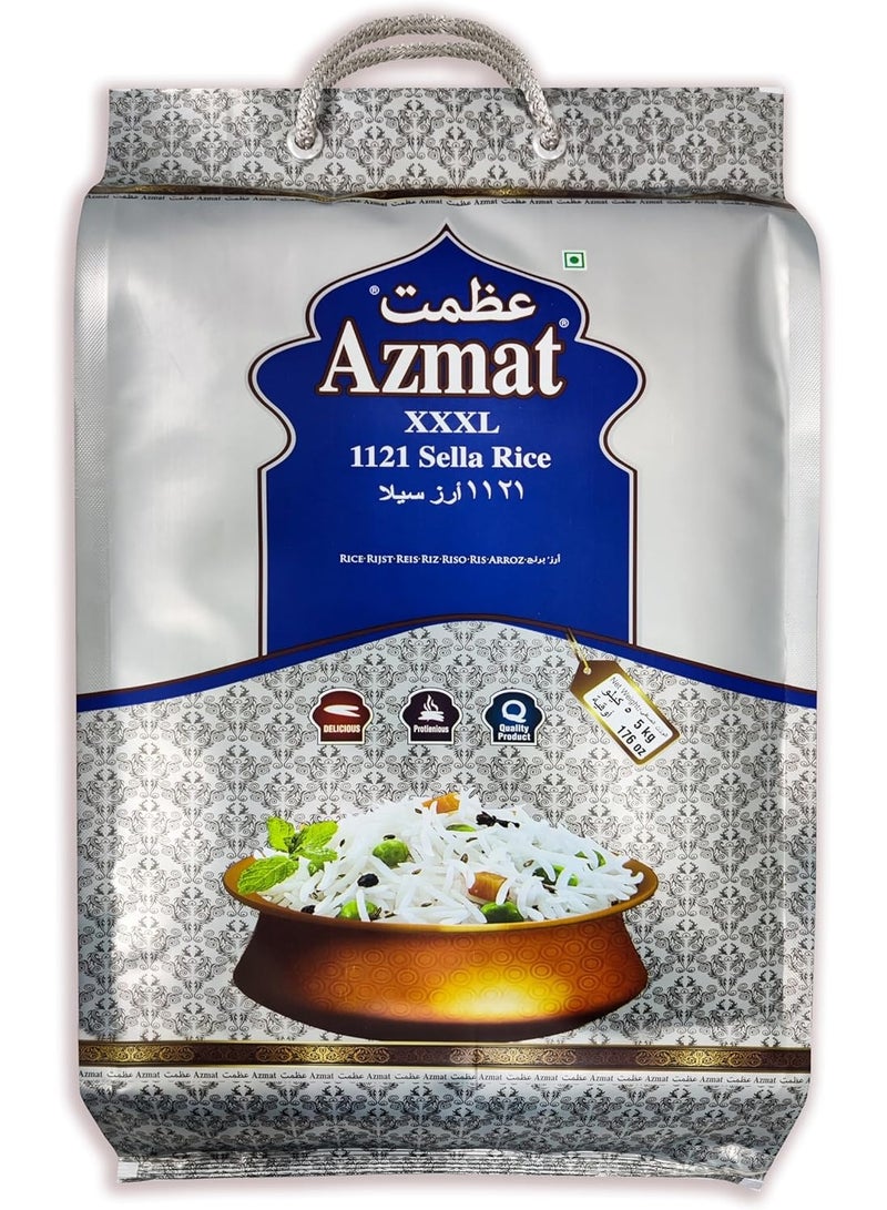 Azmat XXXL 1121 Premium Quality Extra Long Grain Exquisite Pakistani Basmati Sella Rice - 5 kg - Image 1