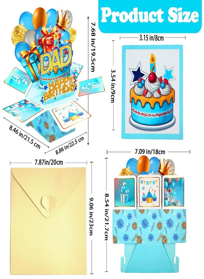 Asmallgf Dad Birthday Card Gifts，Funny 3D Pop up Birthday Card for Dad from Daughter Son，Explosion Box Greeting Card with Cake, Balloons & Gifts - Image 2