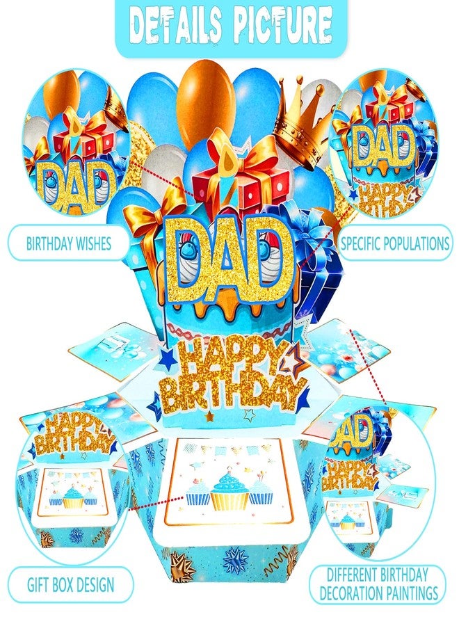 Asmallgf Dad Birthday Card Gifts，Funny 3D Pop up Birthday Card for Dad from Daughter Son，Explosion Box Greeting Card with Cake, Balloons & Gifts - Image 3